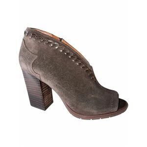 Zodiac Mia Olive Le Suede Peep Toe Bootie Heels Women's Size 6M
